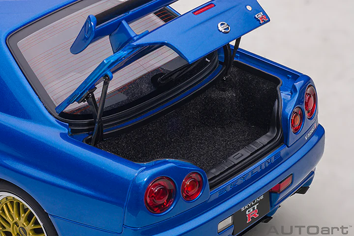 AUTOart 1:18 Nissan Skyline GT-R (R34) V-Spec II in Bayside Blue with BBS LM Wheels - Image 7