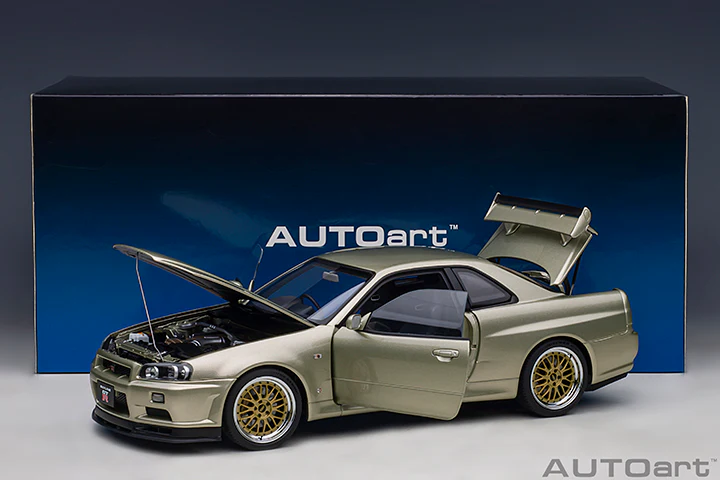 AUTOart 1:18 Nissan Skyline GT-R (R34) V-Spec II "NUR" in Millennium Jade with BBS LM Wheels - Image 9