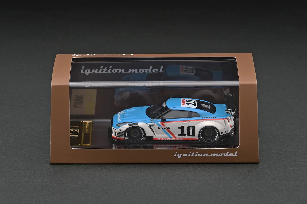 Ignition Model 1:64 Nissan Skyline GT-R R35 Liberty Walk Type 2 White & Blue - Image 3