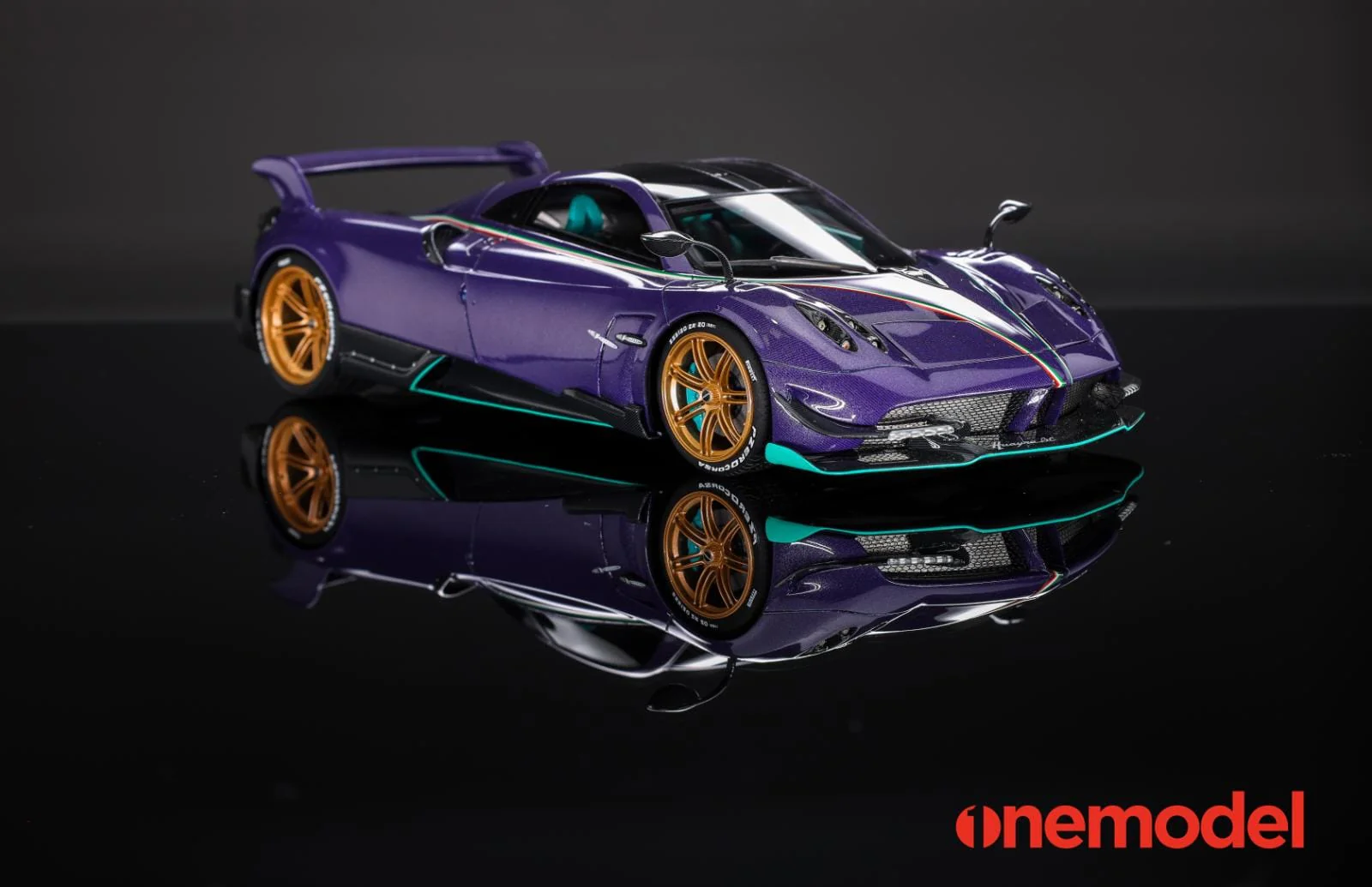 One Model 1:18 Pagani Hyuara BC in Carbon Purple with Tiffany Blue Accents - Image 10