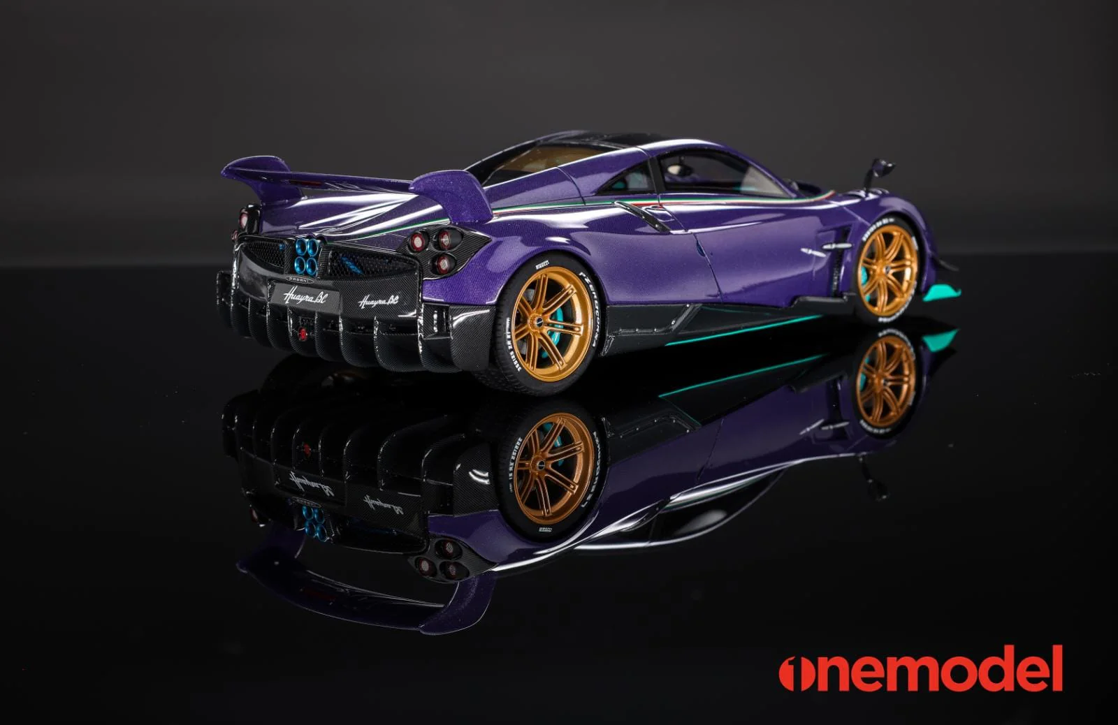 One Model 1:18 Pagani Hyuara BC in Carbon Purple with Tiffany Blue Accents - Image 11