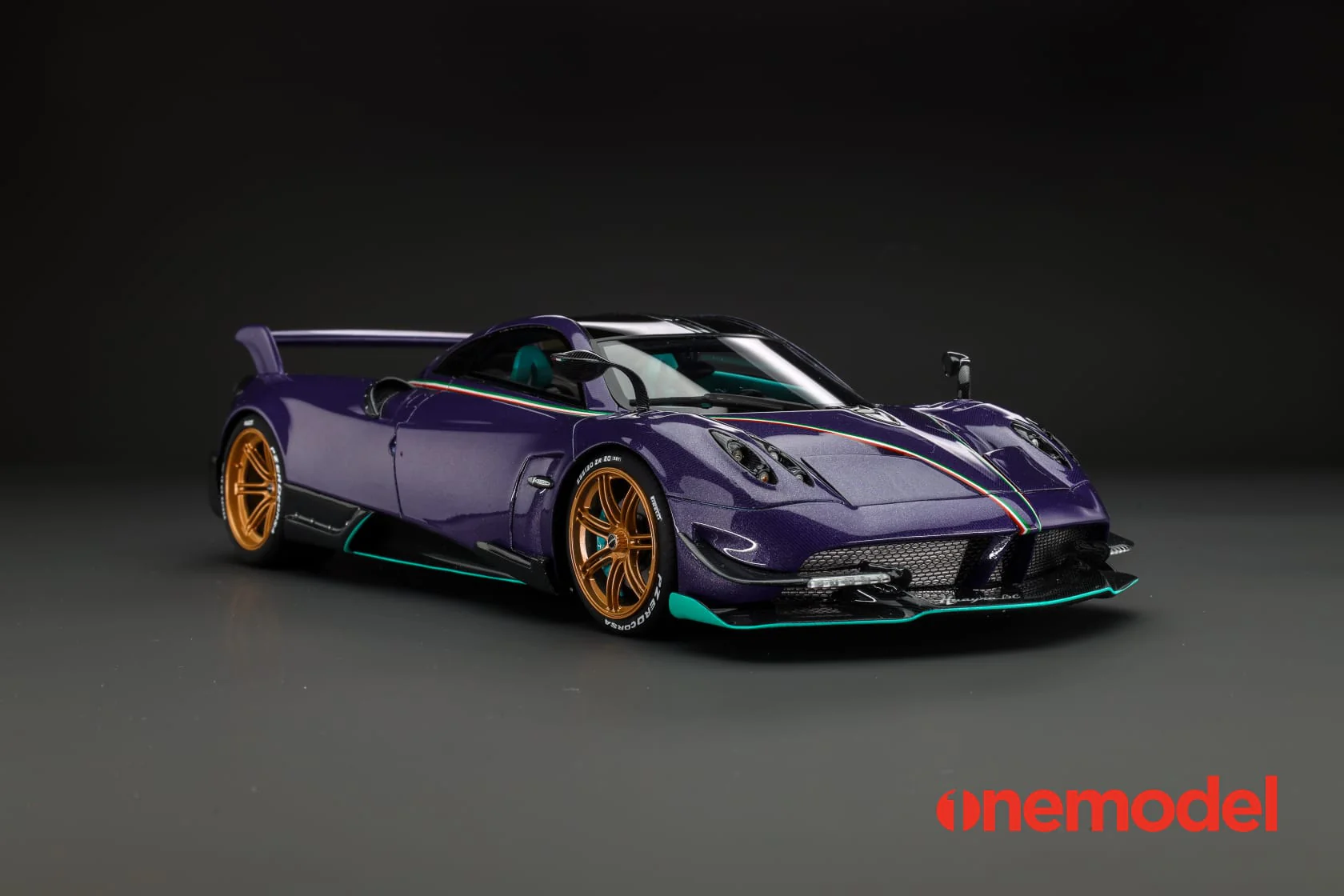 One Model 1:18 Pagani Hyuara BC in Carbon Purple with Tiffany Blue Accents - Image 4