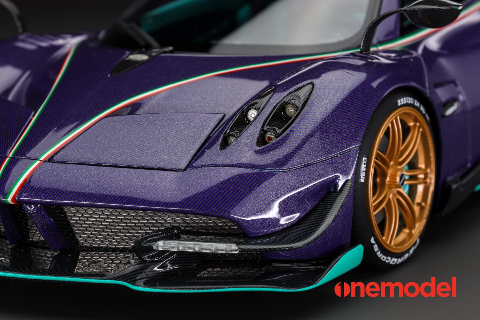 One Model 1:18 Pagani Hyuara BC in Carbon Purple with Tiffany Blue Accents - Image 9
