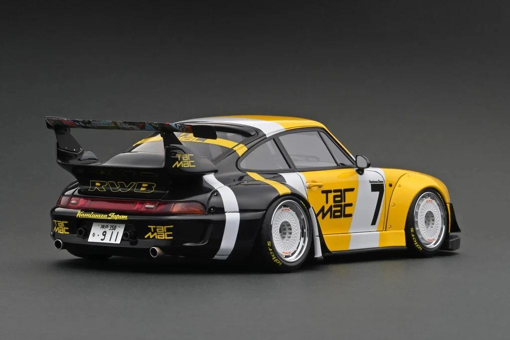 Ignition Model x Tarmac Works 1:18 Porsche RWB 993 Tarmac Livery in Black / Yellow - Image 3