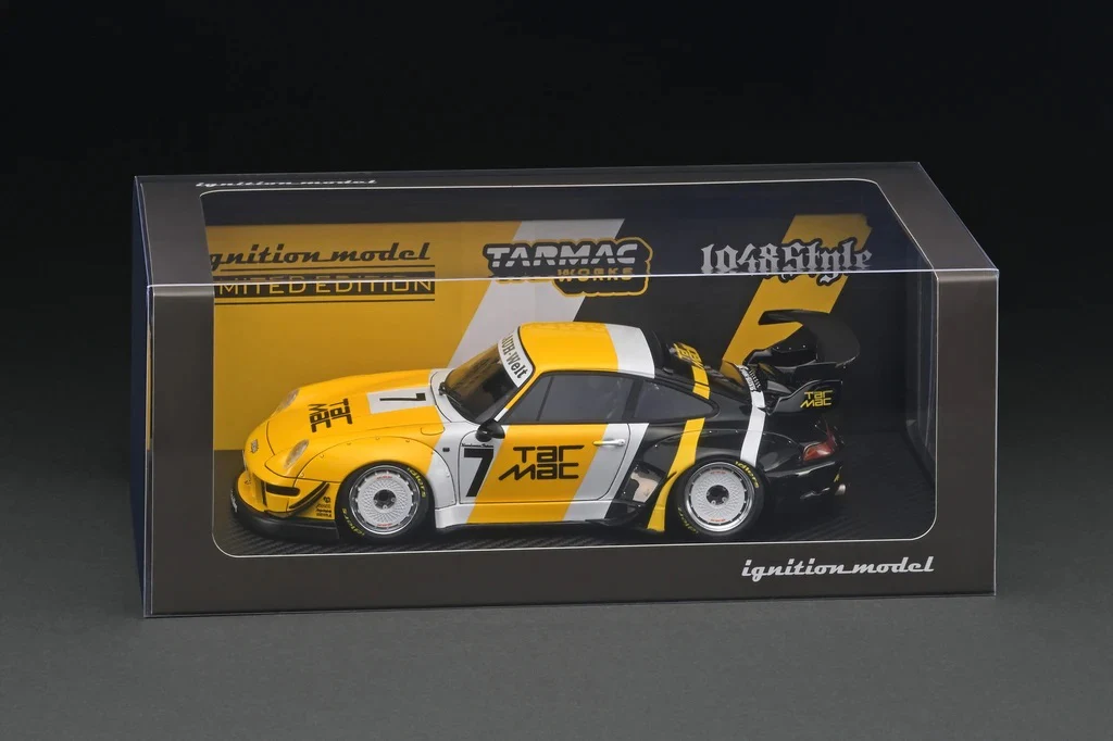 Ignition Model x Tarmac Works 1:18 Porsche RWB 993 Tarmac Livery in Black / Yellow - Image 4