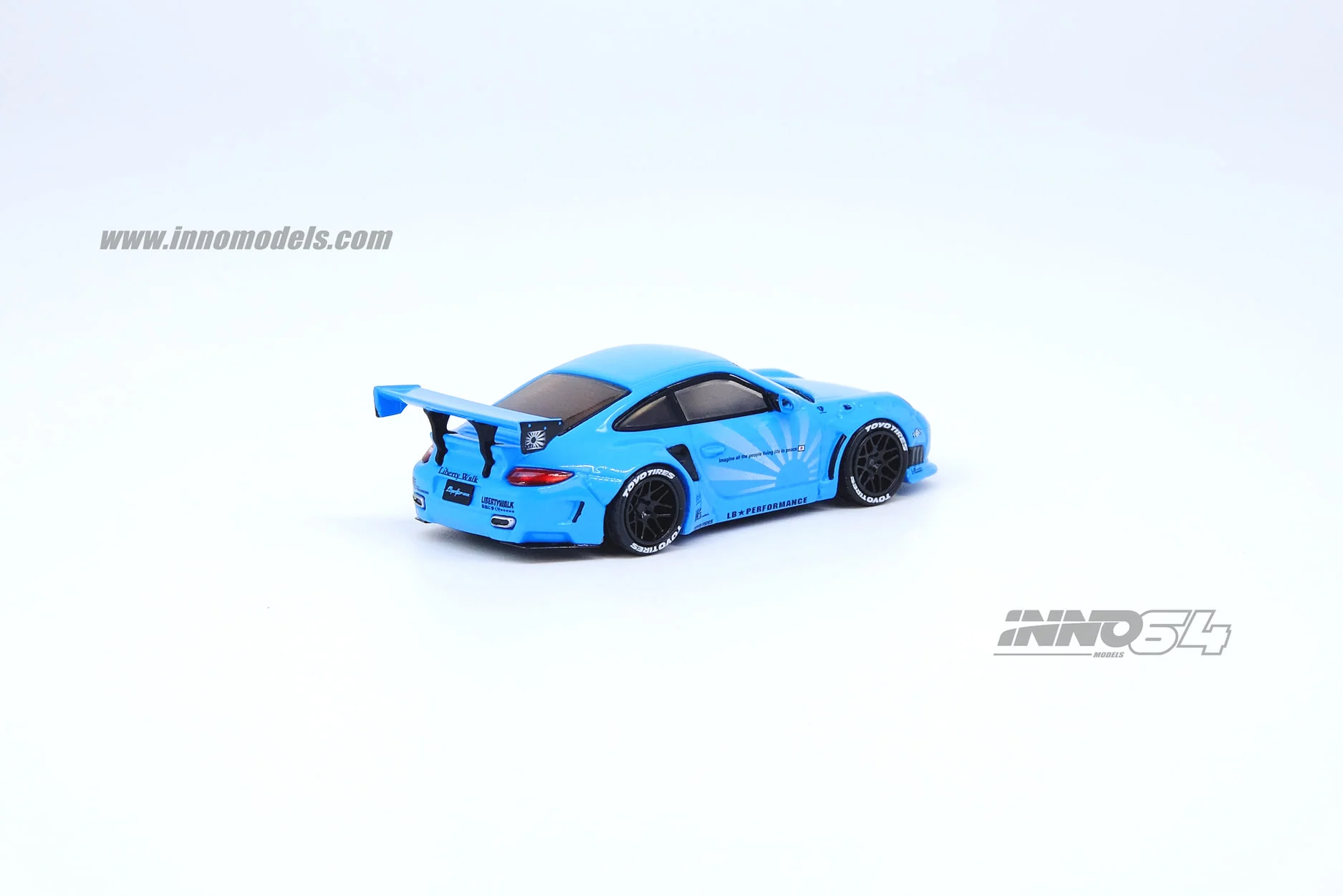INNO Models 1:64 Porsche 997 Liberty Walk in Baby Blue - Image 2