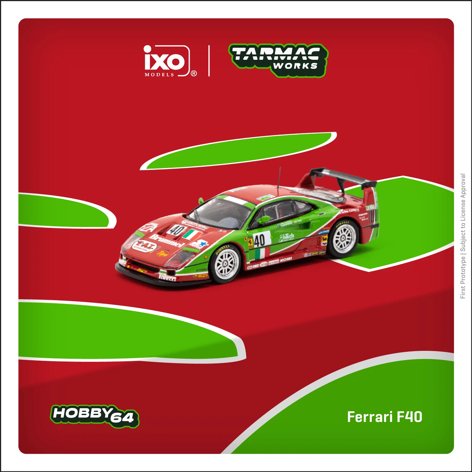 Tarmac Works 1:64 Ferrari F40 LM, 24h of Le Mans 1995, A. Olofsson / L. Della Noce / T. Ota