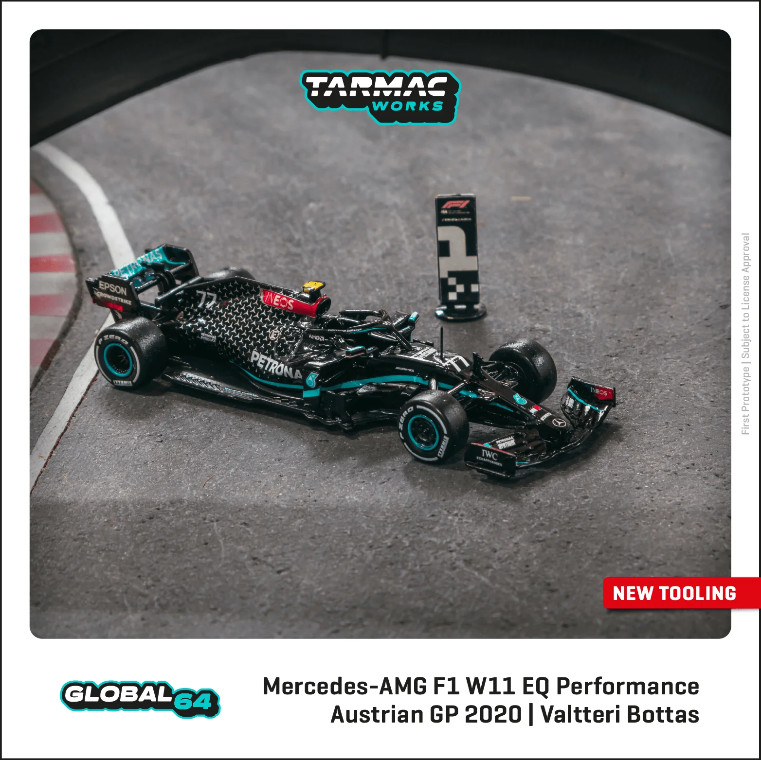 Tarmac Works 1:64 Mercedes-AMG F1 W11 EQ Performance, Austrian Grand Prix 2020 Winner, Valtteri Bottas