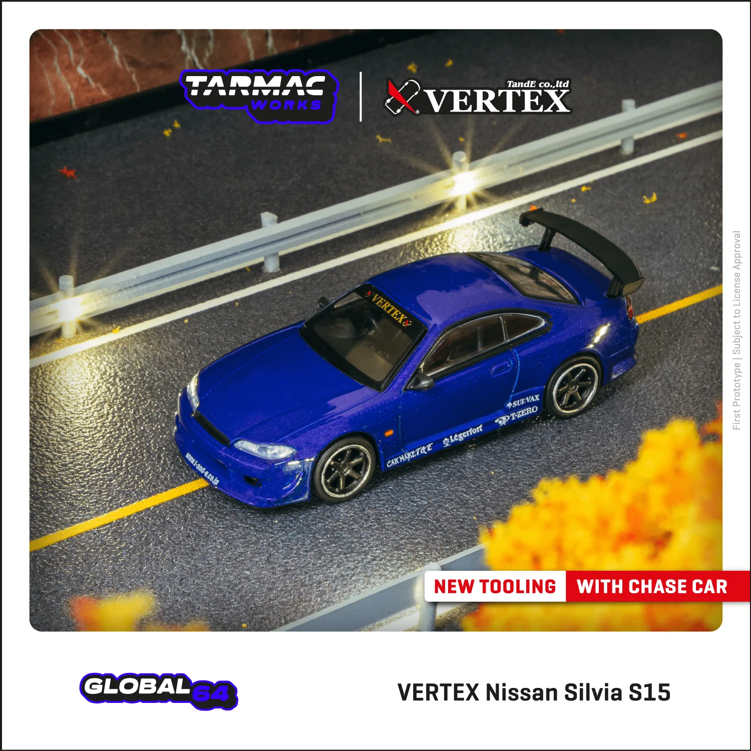 Tarmac Works 1:64 Nissan Silvia S15 Vertex Edition in Blue Metallic - Image 2