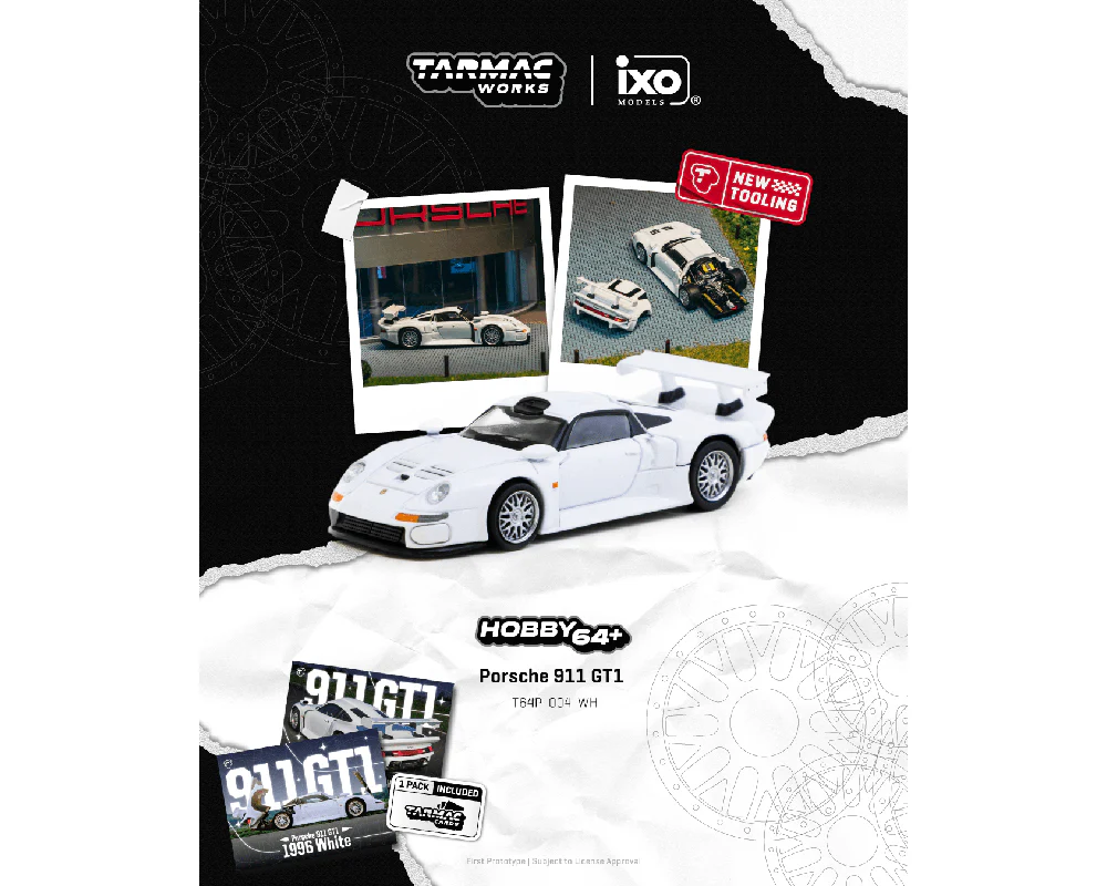 *PREORDER* Tarmac Works 1:64 Porsche 911 GT1 w/ Trading Card