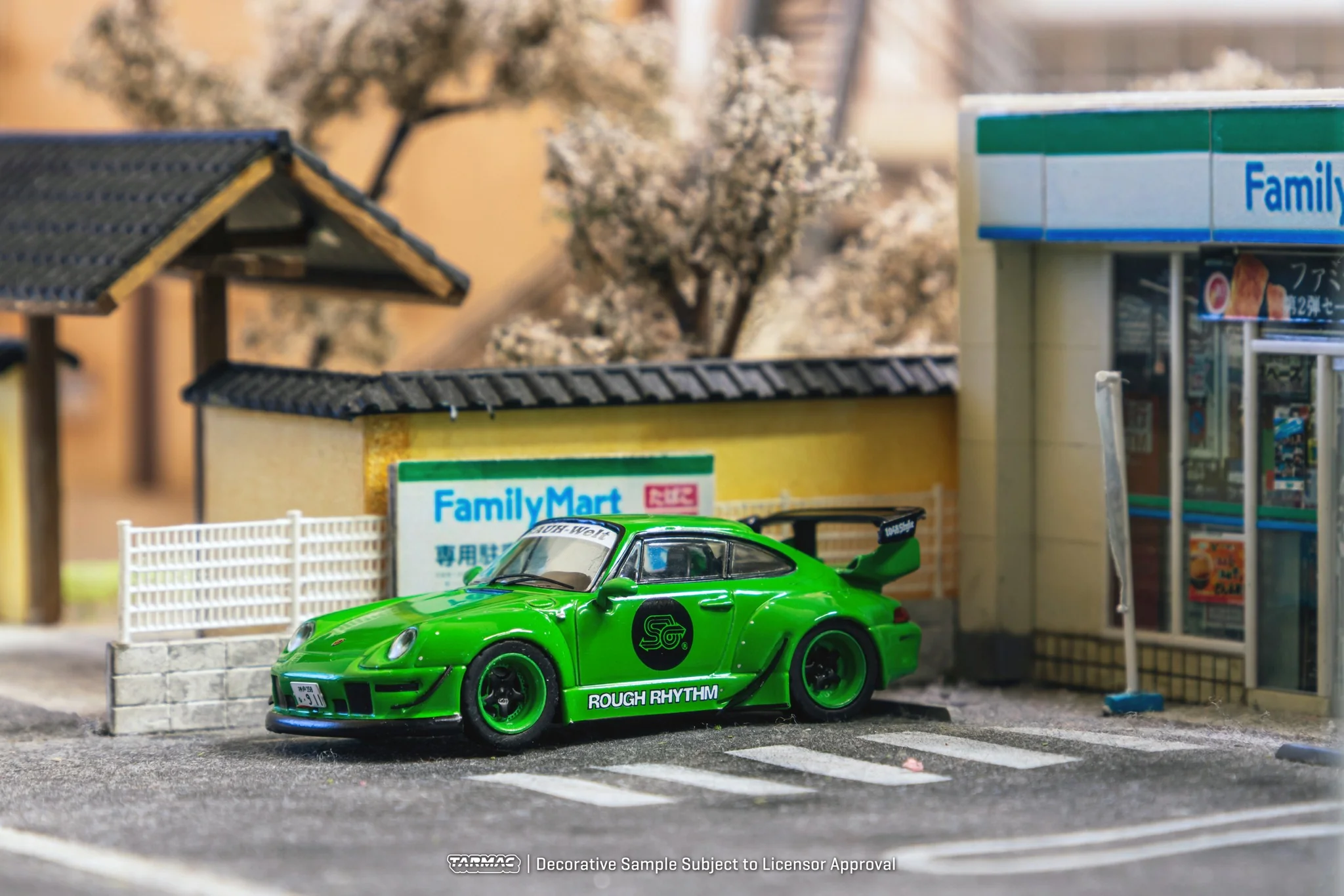 Tarmac Works 1/64 Porsche 993 RWB Rough Rhythm Fuel Fest Student Driver in Green - Image 4