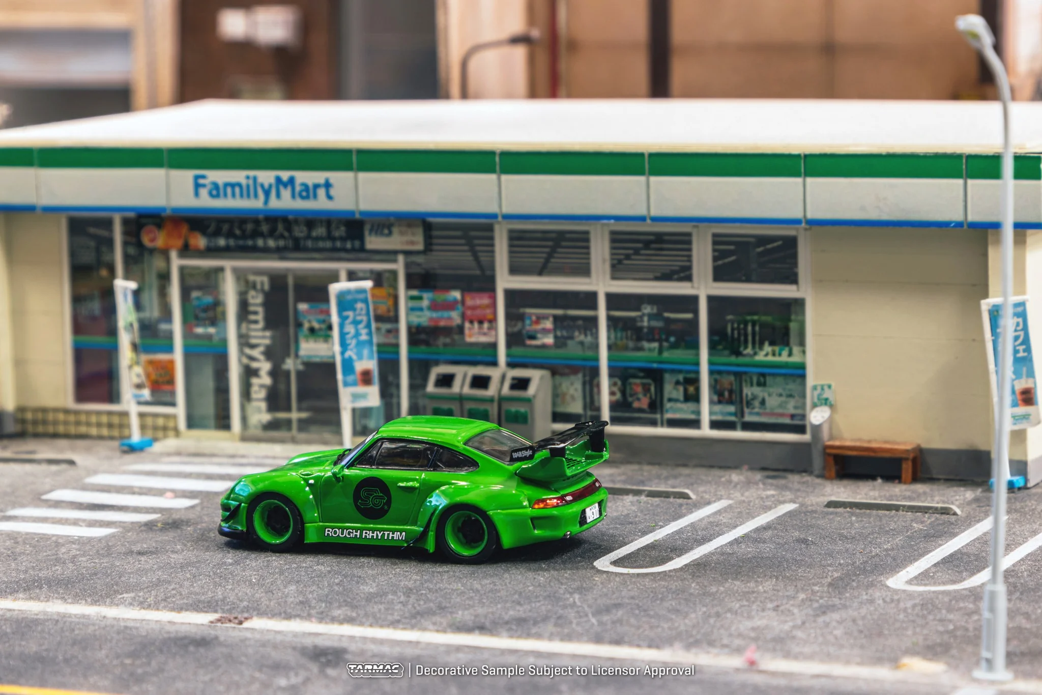 Tarmac Works 1/64 Porsche 993 RWB Rough Rhythm Fuel Fest Student Driver in Green - Image 5