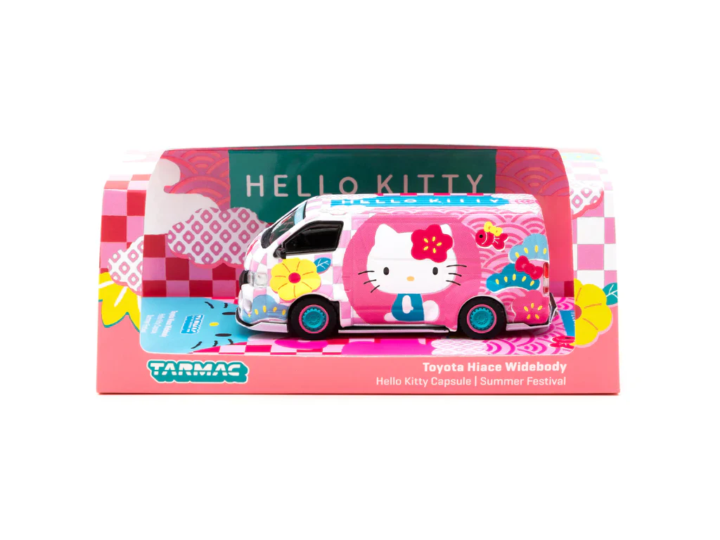 Tarmac Works 1:64 Toyota Hiace Widebody Hello Kitty Capsule Summer Festival - Image 3