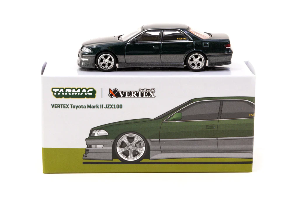 Tarmac Works 1:64 Toyota Mark II JZX100 VERTEX in Dark Green Metallic - Image 3