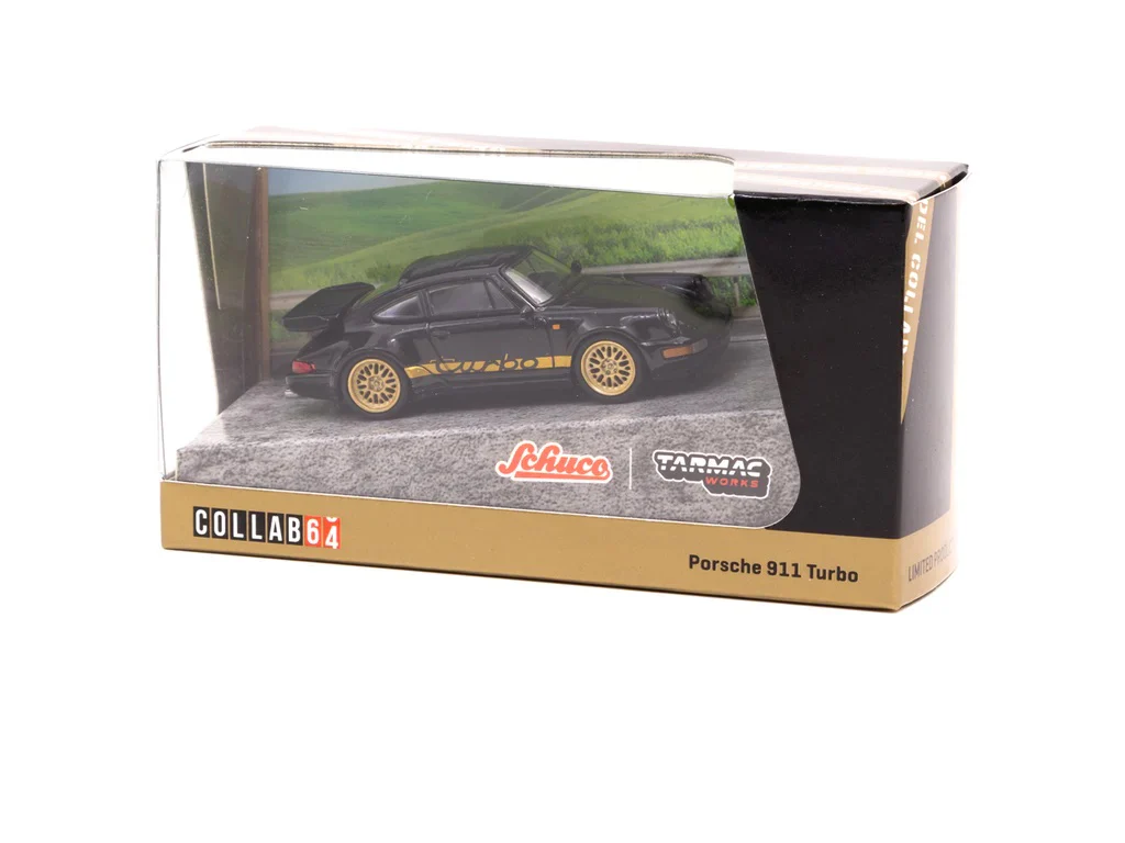Schuco x Tarmac Works 1:64 Porsche 911 Turbo in Black - Image 3
