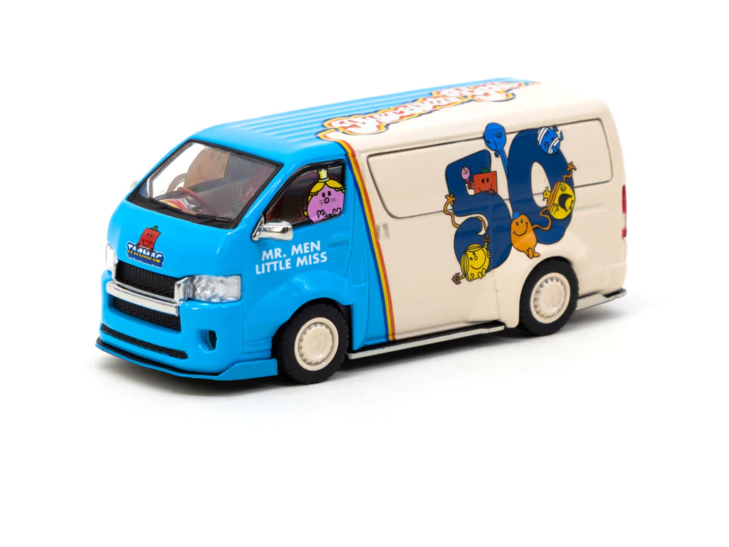 Tarmac Works 1:64 Toyota Hiace Widebody Mr. Men Little Miss 50th Anniversay with Metal Oil Can - Image 2