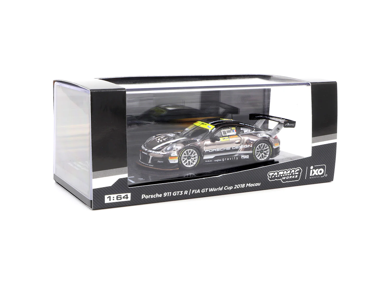 Tarmac Works 1:64 Porsche 911 GT3 R Macau GT Cup FIA GT World Cup 2018 Mathieu Jaminet - Image 3