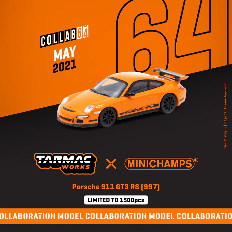 Tarmac Works x MINICHAMPS 1:64 Porsche 911 GT3 RS in Orange - Image 4
