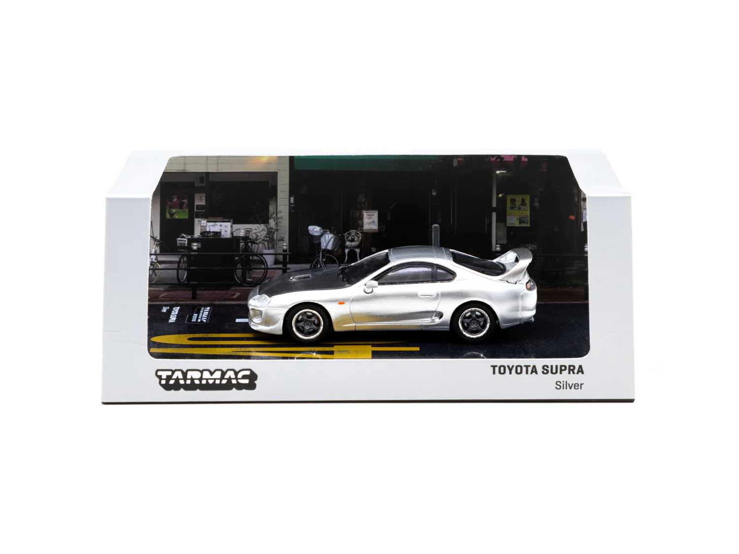Tarmac Works 1:64 Toyota Supra with Carbon Bonnet in Silver - Image 3